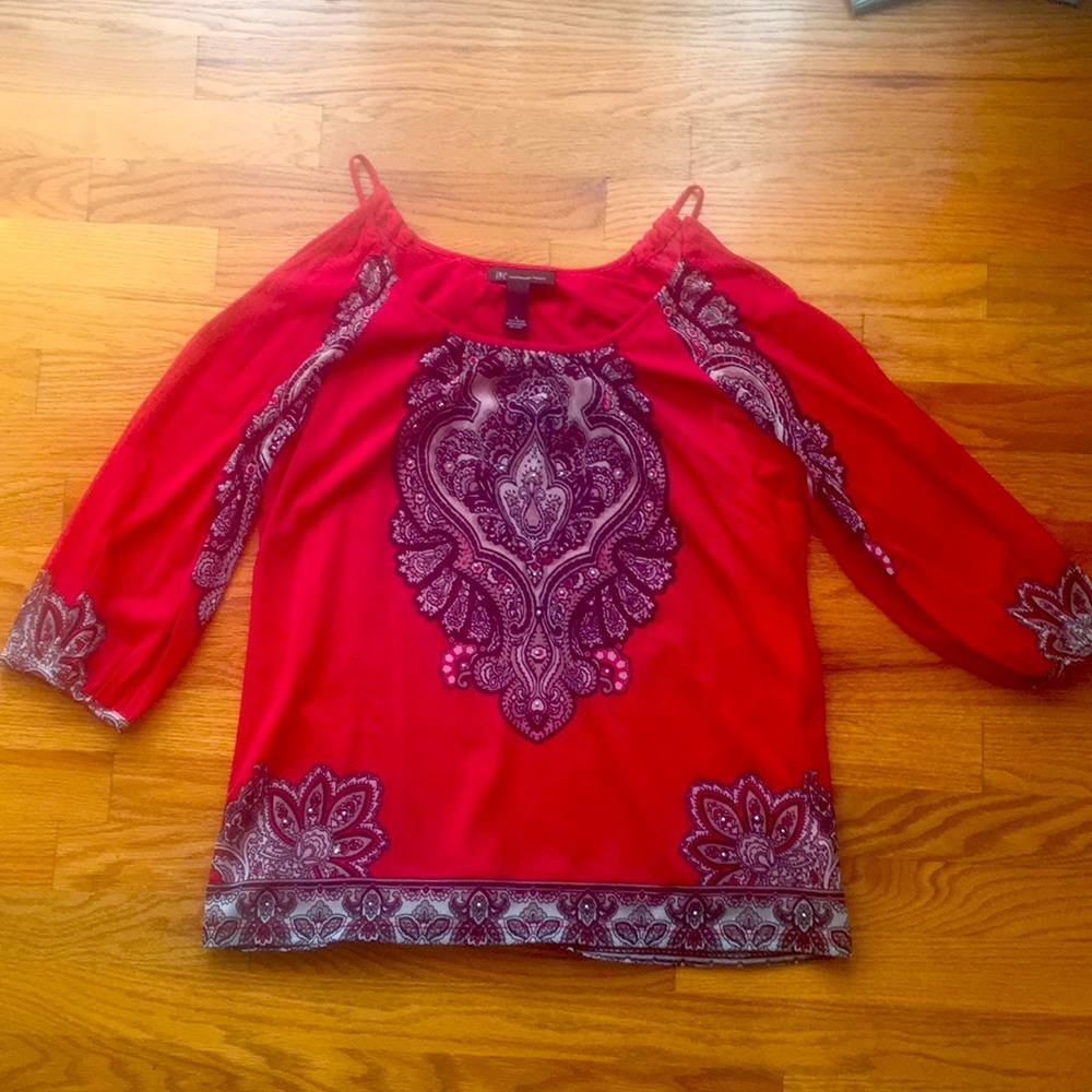 INC International Concepts Cold Shoulder Bohemian Top